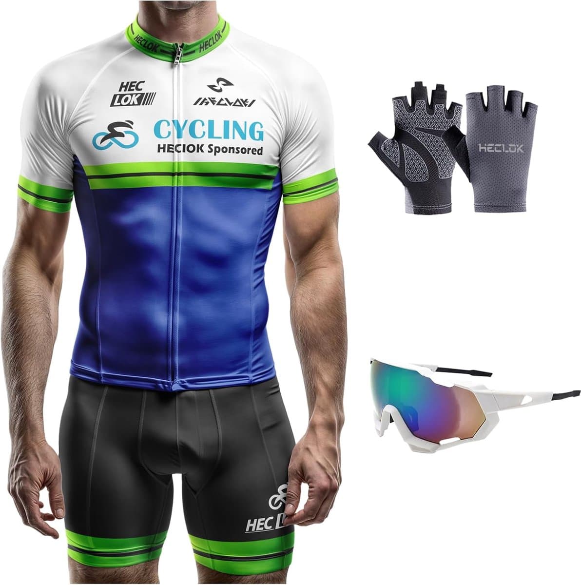 Fietskleding Set Heren: Ademend Wielershirt en Korte Wielerbroek met 9D Gel Zeem voor Racefiets en Mountainbike