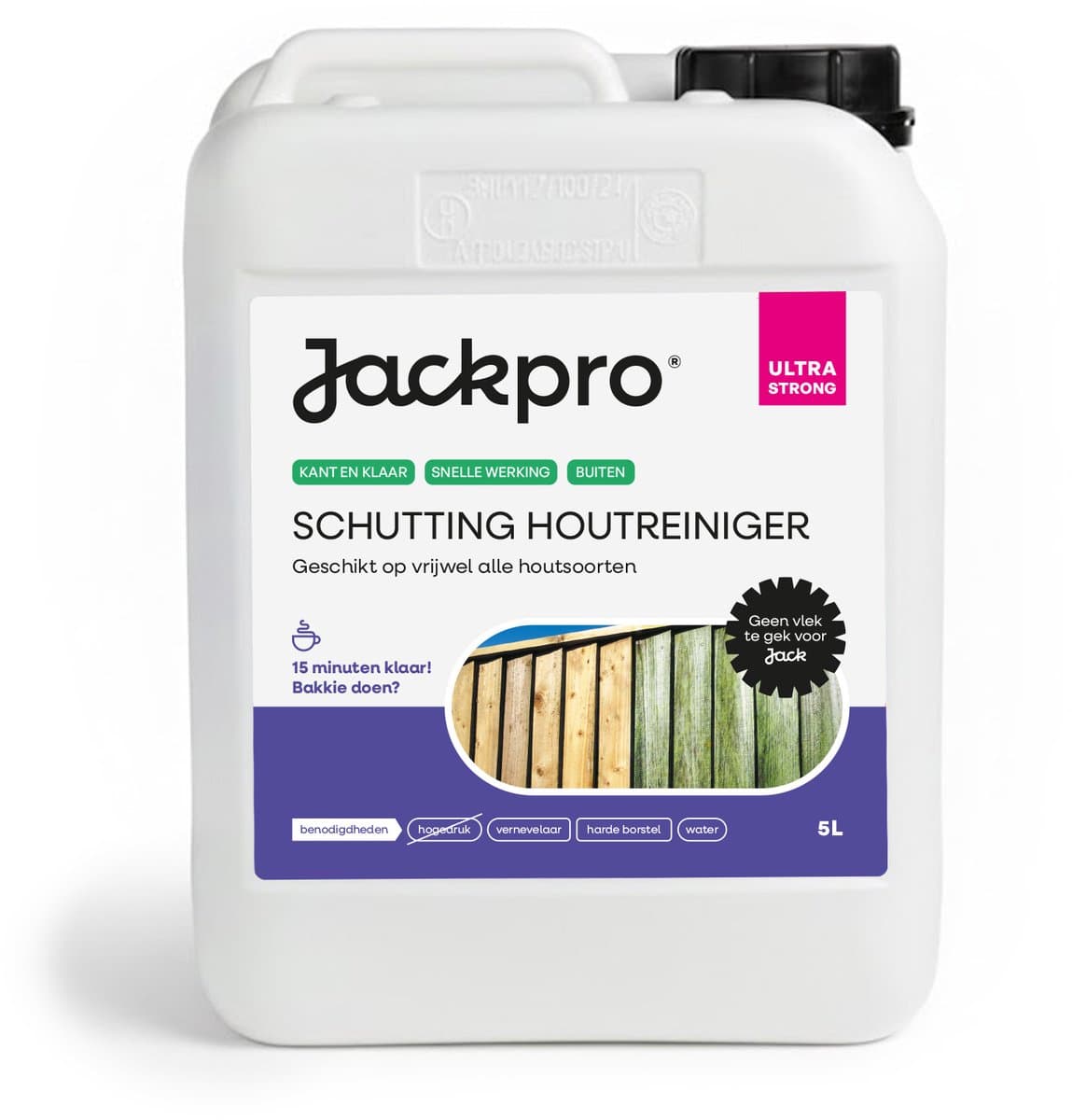 Jackpro Schutting Houtreiniger ULTRA STRONG 5 - Dieptereiniging tegen aanslag - Kant en klaar - 5liter