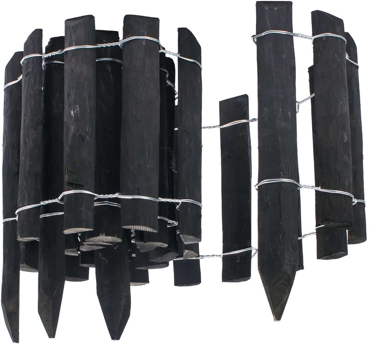 BOGATECO Hazelnoot Rollborder 60 x 300 cm - Flexibele Houten Halfrondomheining - Tuin Afboording - Black
