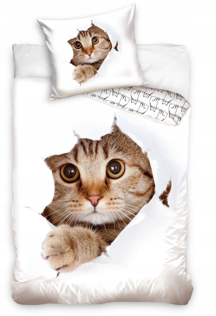 Dekoratieve Katoenen Dekbedovertrekset 160x200cm met Kattenprint