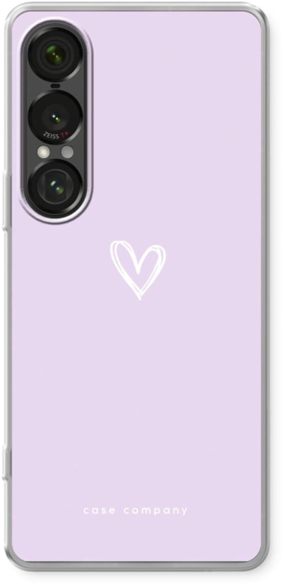 Case Company® - Hoesje geschikt voor Sony Xperia 1 VII hoesje - Klein hartje paars - Soft Cover Telefoonhoesje - Bescherming aan alle Kanten en Schermrand
