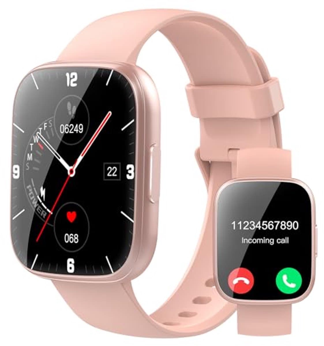 Smartwatch voor dames en heren - Bluetooth-oproep, 112 sportmodi, slaapmonitoring, hartslagmeter, IP68, Roze
