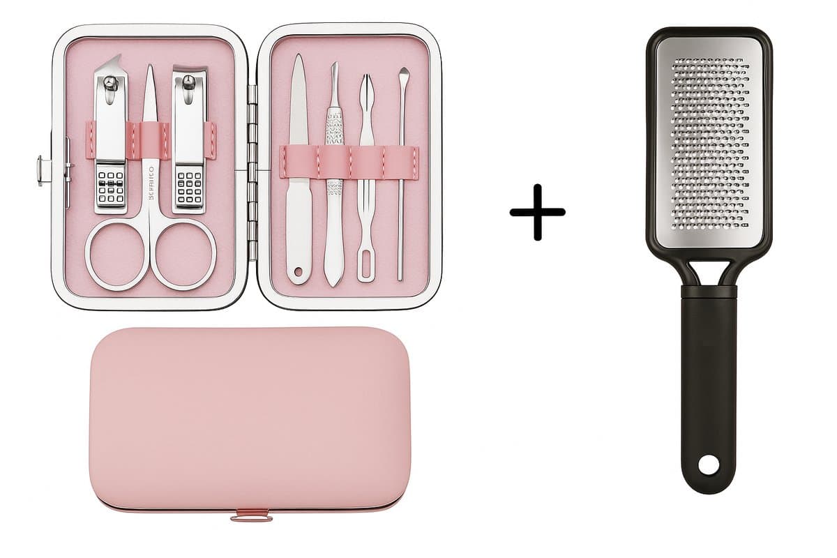Manicure set 8-delig - manicure pedicure set - RVS roestvrij staal - nagelknipper nagelschaar pincet nagelvijl nagelriemduwer - compact reisetui - voor vrouwen - thuis en op reis