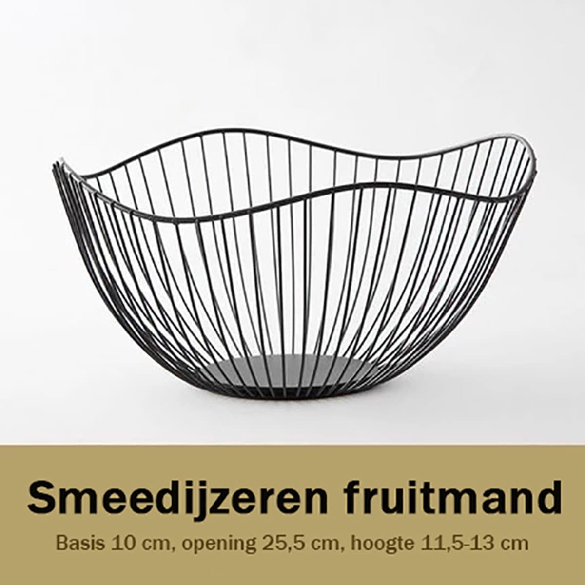 Crrynuo Fruitschaal - Fruitmand zwart - Fruit organizer - Opbergmand - Decoratieve schaal - Modern - Curved