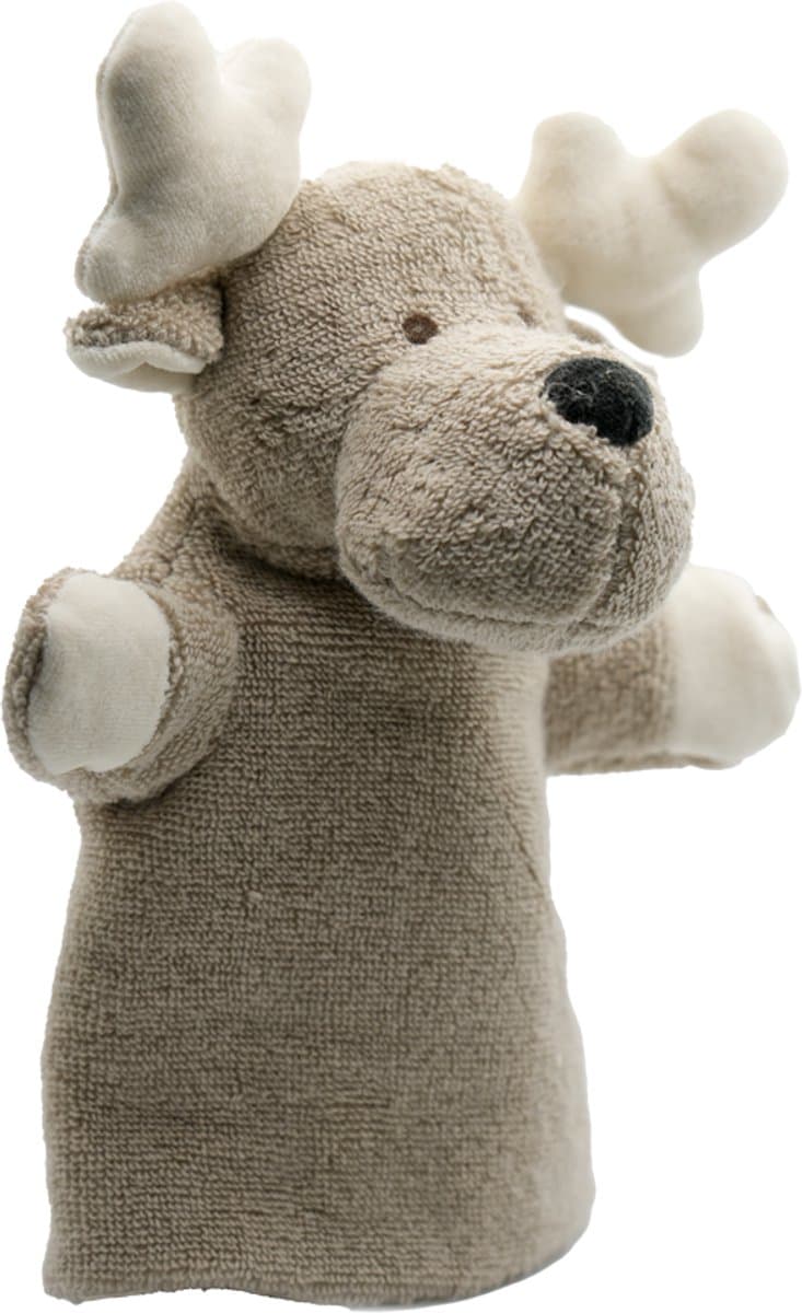 Cute since 1999 - Organische Handpop Grijze Rendier - Dier knuffel - Handpop voor poppenkast - 26cm x 20cm