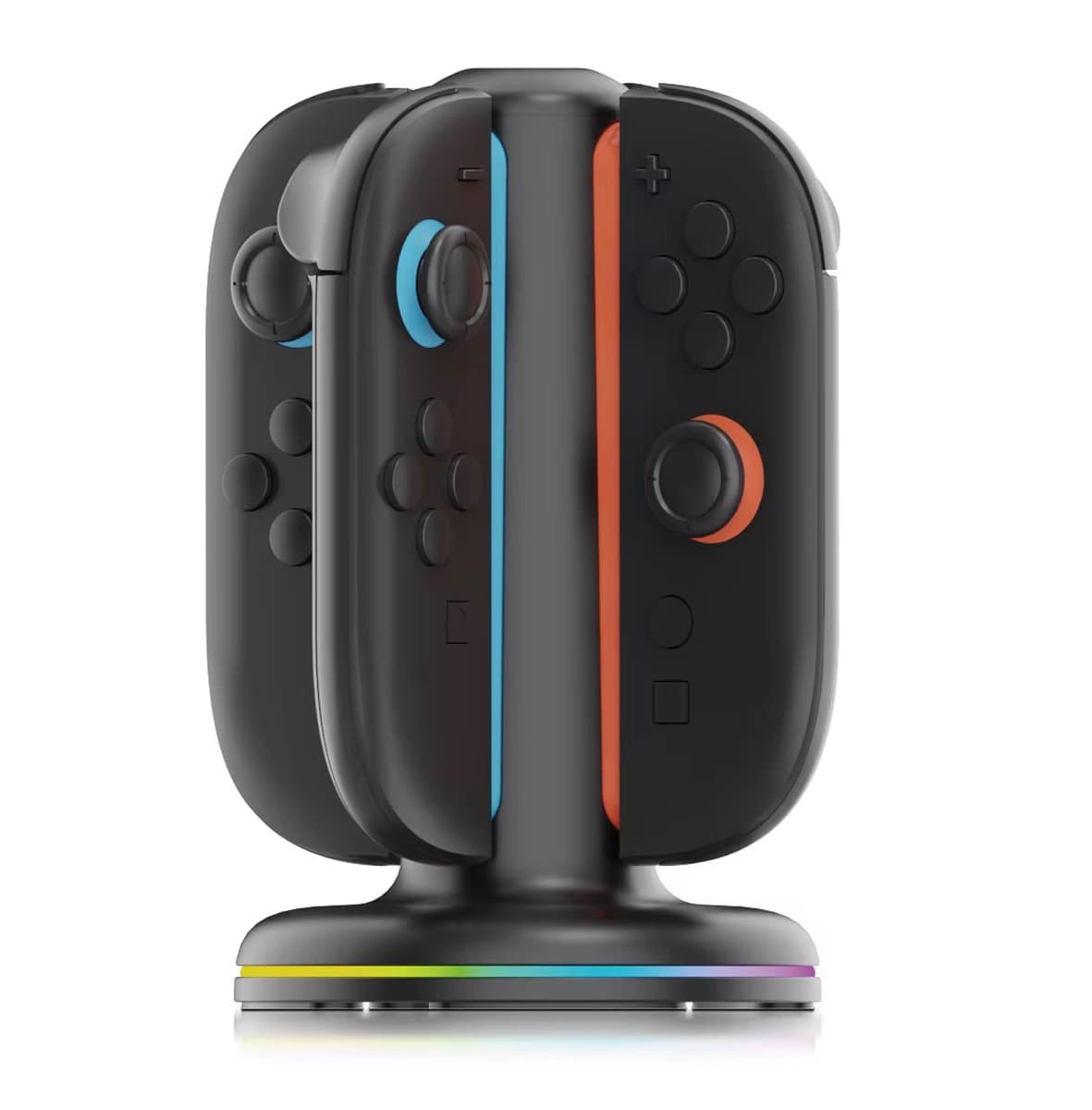 PlayCool Quad Charger met thumb grips voor Nintendo Switch 2 – Oplaadstation voor 4 Joy-Con Controllers met RGB-verlichting en LED-indicator