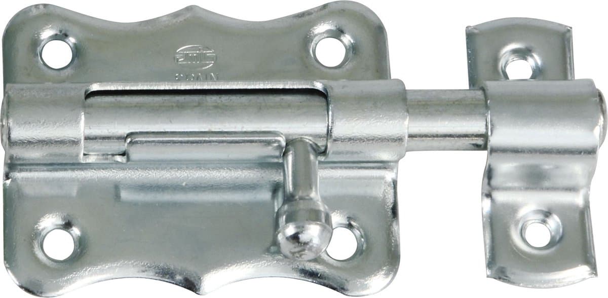 Amig stalen schuifslot/plaatgrendel - 3 x 3.3 cm - verzinkt - zilver - deur - poort