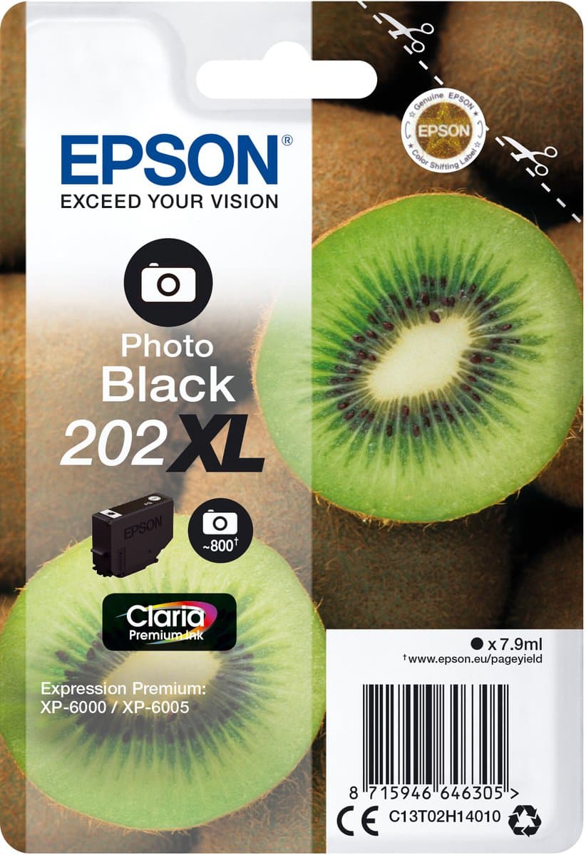 Epson Kiwi enkele verpakking foto zwart 202XL Claria Premium inkt