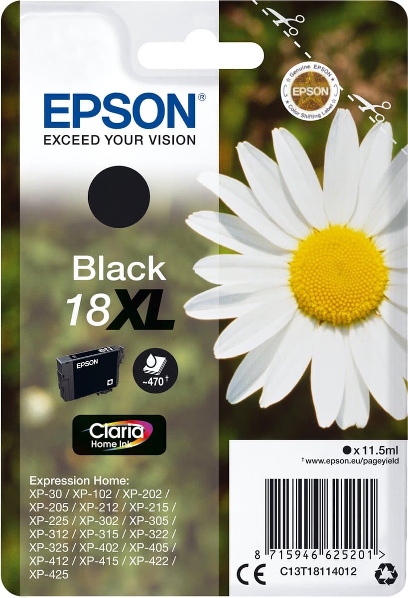 Epson Daisy singlepack zwart 18XL Claria Home inkt