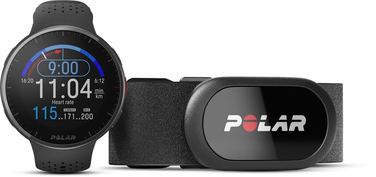 Polar Pacer Pro HR - Geavanceerd GPS Hardloophorloge - inlcusief hartslagmeter met borstband - Carbon Gray - Maten S-L