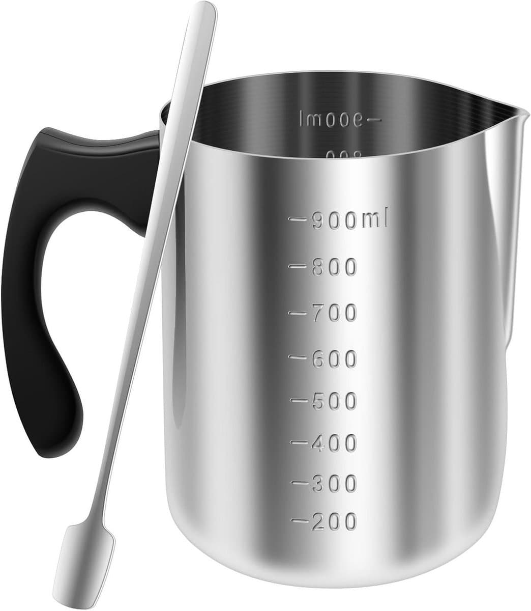 Smeltpan Roestvrij Staal - Was Smeltpot - Kaarsen Maken - Druppelvrije Schenktuit - 900 ml - Zwart
