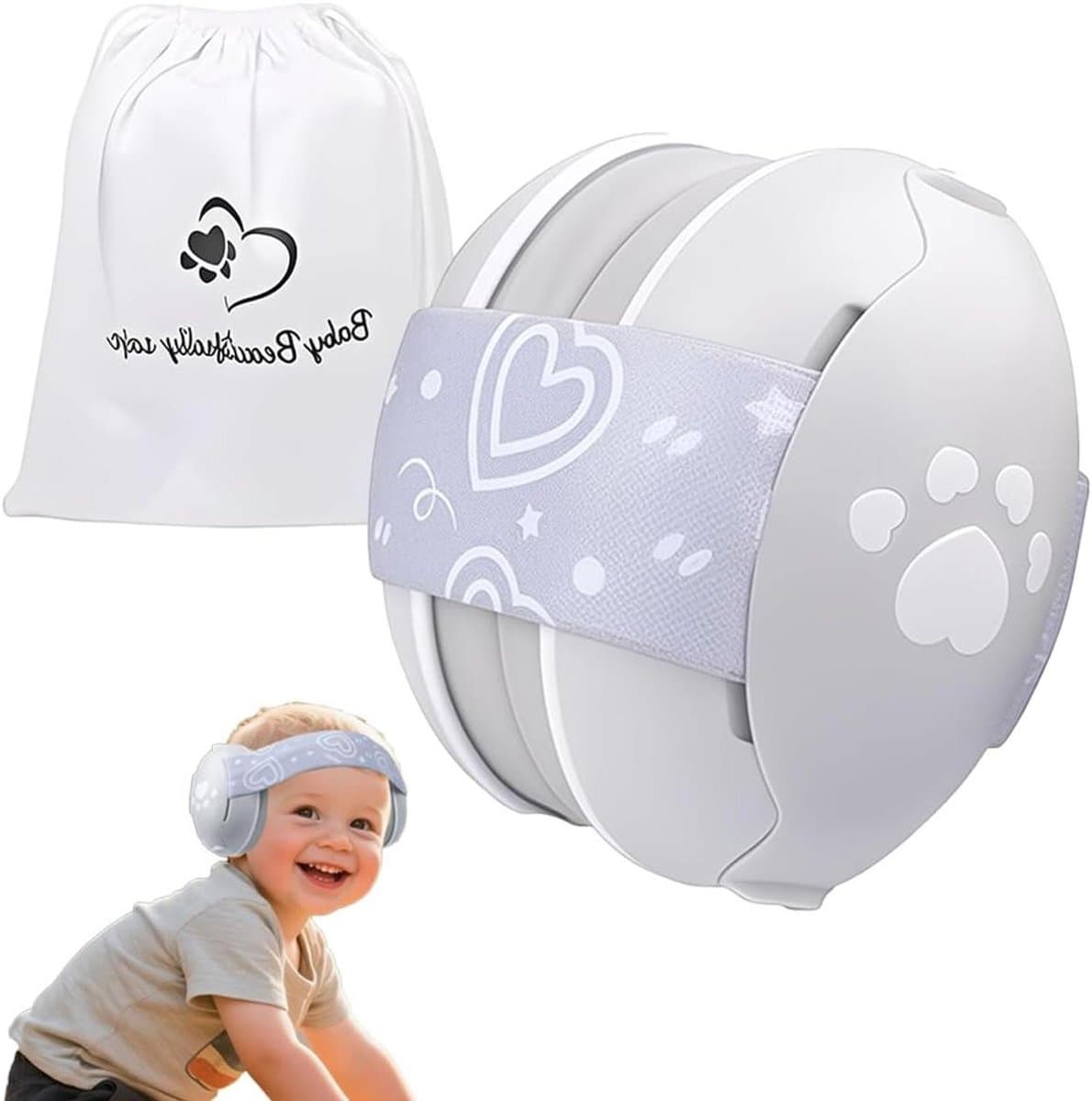 Baby Oorwarmers - Baby Hoofdband Baby Koptelefoon - Slaap Verbeteren - Hartvormig Design - Tot 36 Maanden - Roze