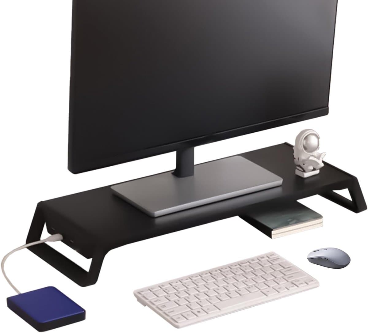 Monitor Verhoger - Bureau Organizer - Werkplek Optimaliseren - Met 4 USB poorten - 50 x 20 x 7.5 cm
