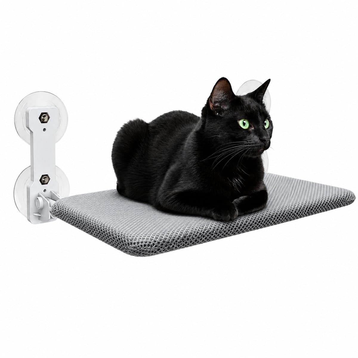 DPLUNIQ Kattenmand - Kattenbed - Hangmat - Kat - Opvouwbaar - Hangend - Incl. Zuignappen - Max. 18kg - 360°-beleving - Grijs