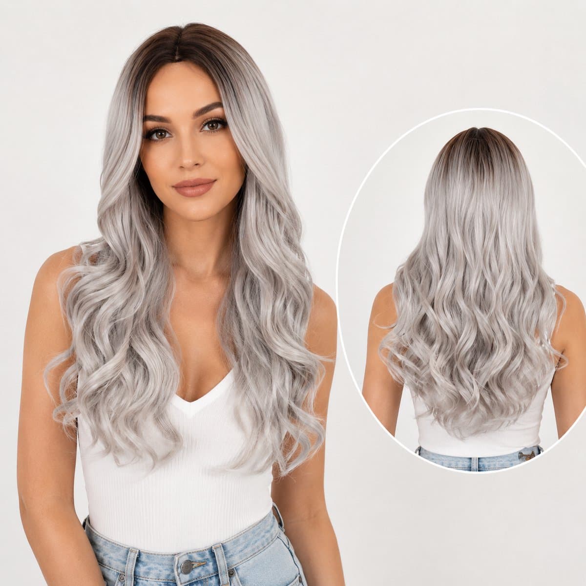 Pro Care Excellent Quality® Ombre As Blond Golf Kleur Pruik Dames - Dames - Pruiken - 60cm Lang Golvend Haar - Wig - Verstelbaar - Vederlicht 295g