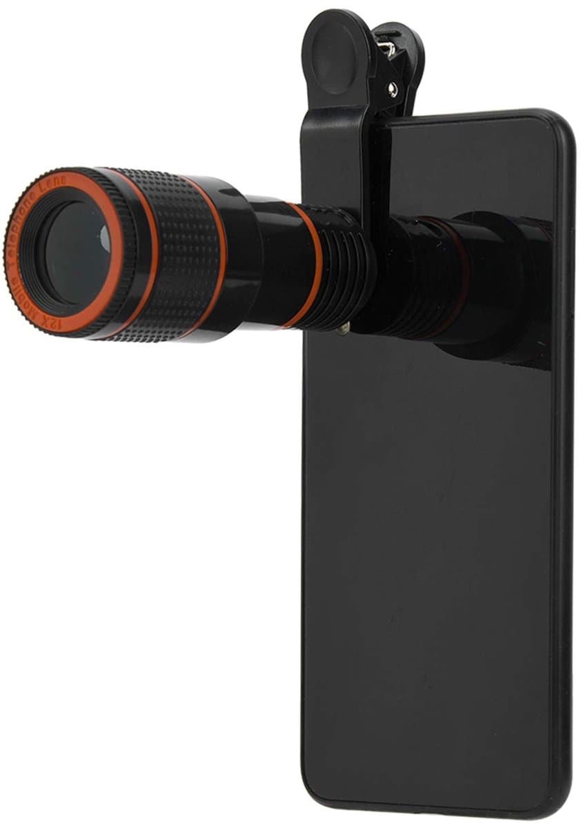 Dailygoods- Telefoto Zoom Lens 12x - Hoogwaardige Materialen - Hybride Constructie - Universel voor Mobiele Telefoon/Tablet - Draagbaar - Hoge Resolutie - Telelens