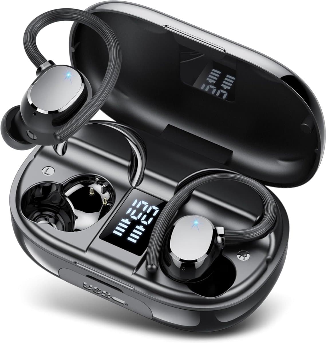 SNJY® Bone Conduction Headphone - Sporthoofdtelefoon Draadloos - Sport Oordopjes - Hardloop Oortjes - Zwart