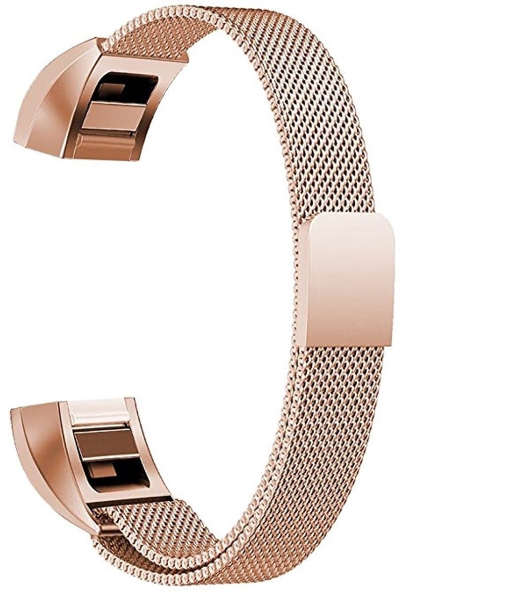 Roestvrijstalen magneetpolsband voor FITBIT Alta, maat: klein, 130-170 mm (rosÃ©goud)