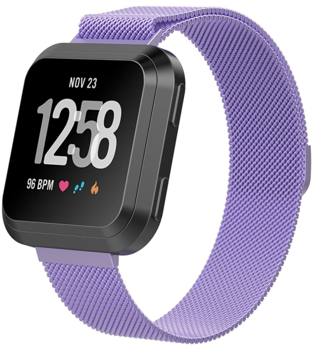 Voor Fitbit Versa 2 / Fitbit Versa / Fitbit Versa Lite Milanese horlogeband, groot formaat: 2,3 x 25,8 cm (lavendel)