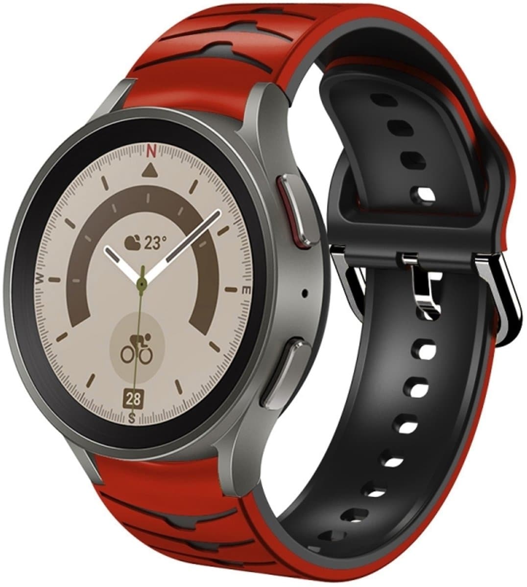 Voor Samsung Galaxy Watch 5 Pro 45 mm gebogen textuur siliconen horlogeband (rood + zwart)
