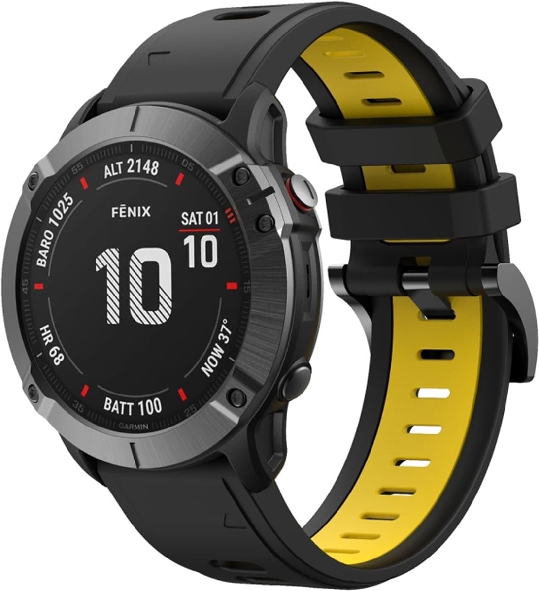 For Garmin Fenix 6 Pro GPS 22mm Two-Color Sports Silicone Watch Band(Black+Yellow)