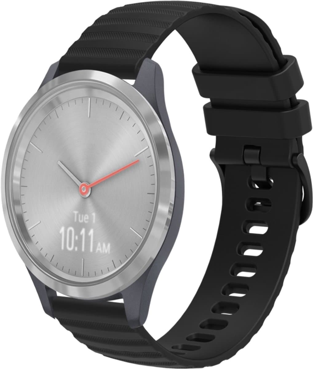 Voor Garmin Vivomove 3S 18mm golvende gestippelde effen siliconen horlogeband (zwart)