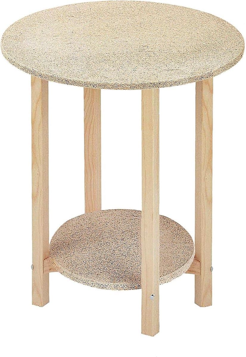 Ronde Tafel - Bijzettafeltje Hout - Decoratief Gebruik - Natuurlijke Afwerking - 45 x 55 cm - Onbehandeld