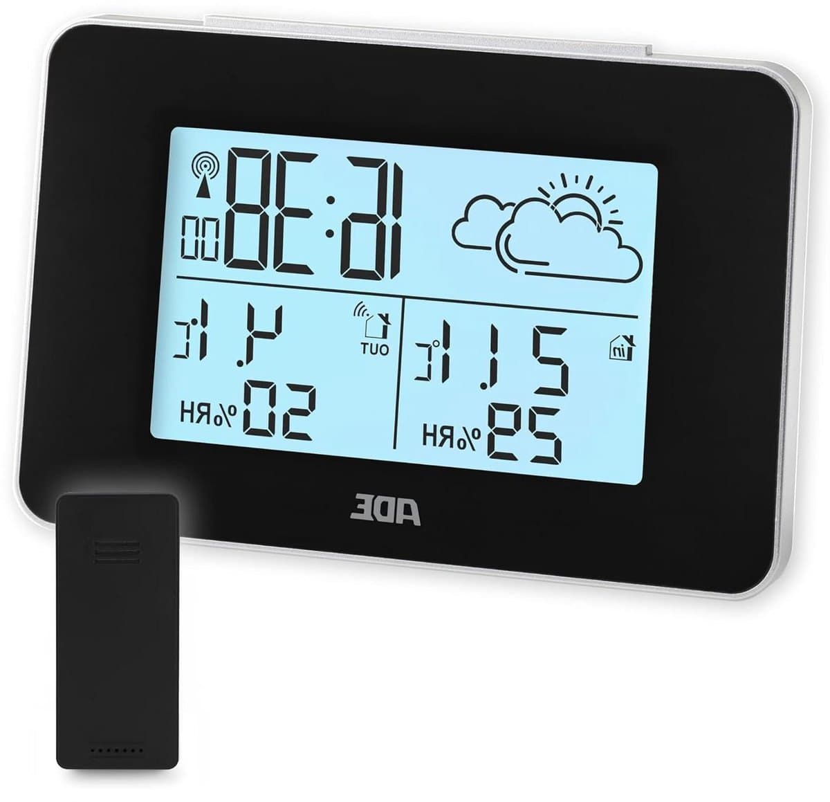 Weerstation met Sensor - Weersvoorspeller Binnen Buiten - Weer Monitoren - Geanimeerde Voorspelling - Bereik 60m - Zwart