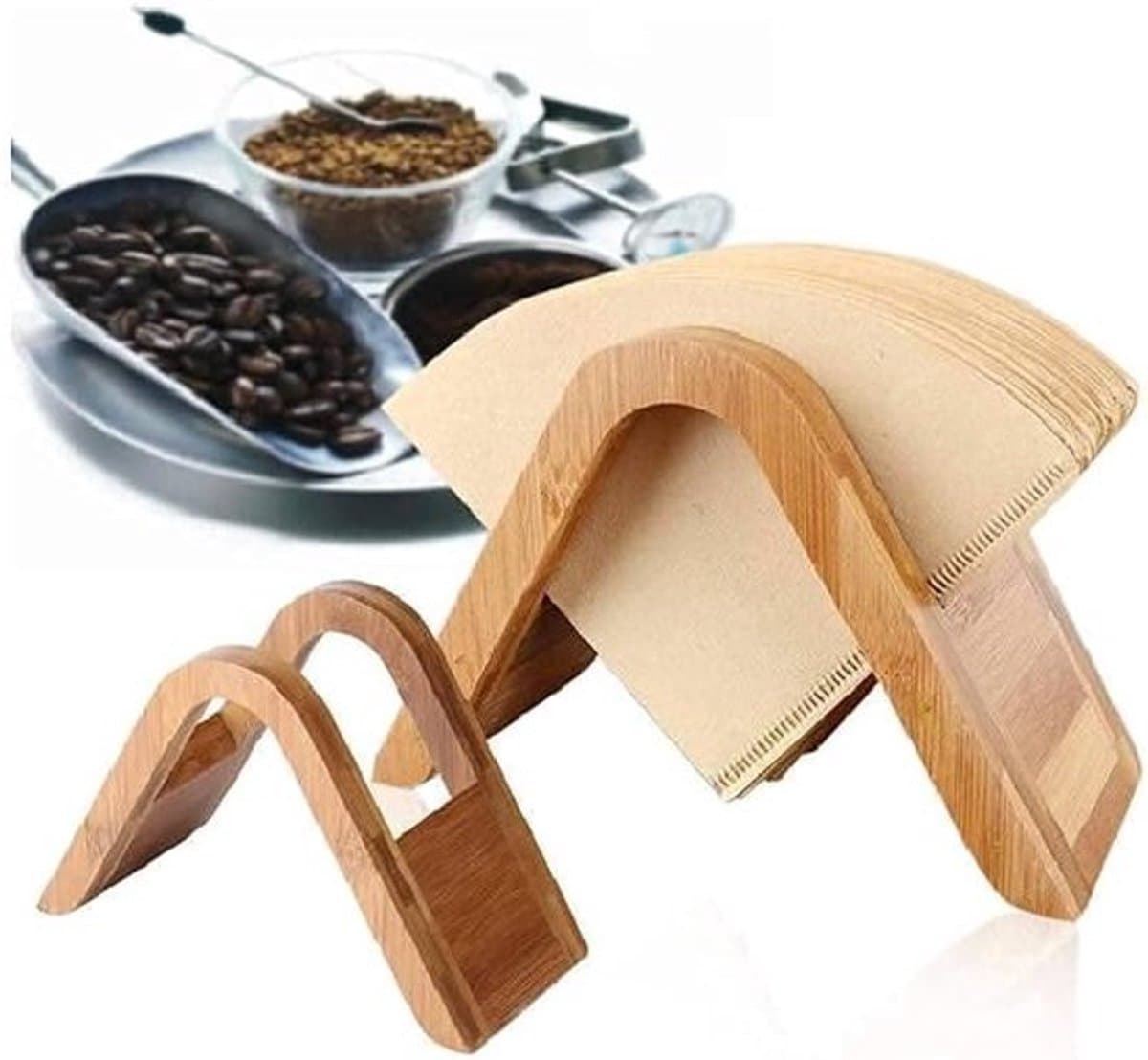 Houten Houder voor Koffiefilters - Opbergplank voor Filterpapier en Espresso Machine Accessoires