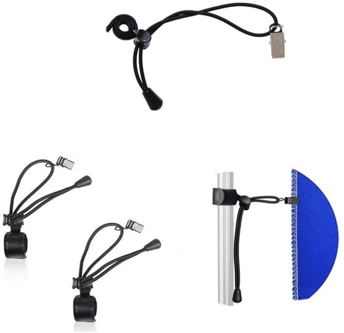 Achtergrond Klemmen 8 stuks - Metalen Clip - Rekbare Koorden - Klittenbandsluiting - Duurzaam - Voor Fotografie/Video Studio - Achtergrondclips