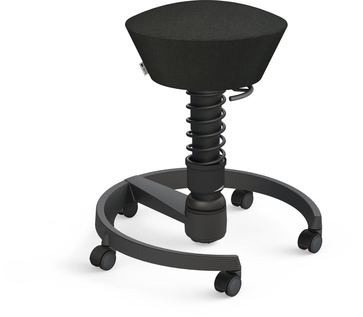 Aeris Swopper - ergonomische bureaukruk - zwart onderstel - zwarte zitting - zachte wielen - wol - standaard