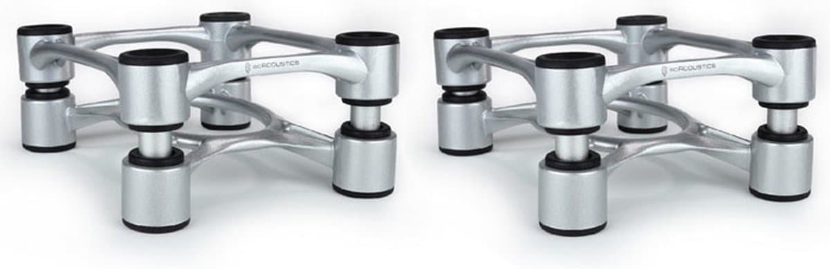 IsoAcoustics Aperta Speaker Ontkoppeling Stands, Per Paar, Alu-Zilver