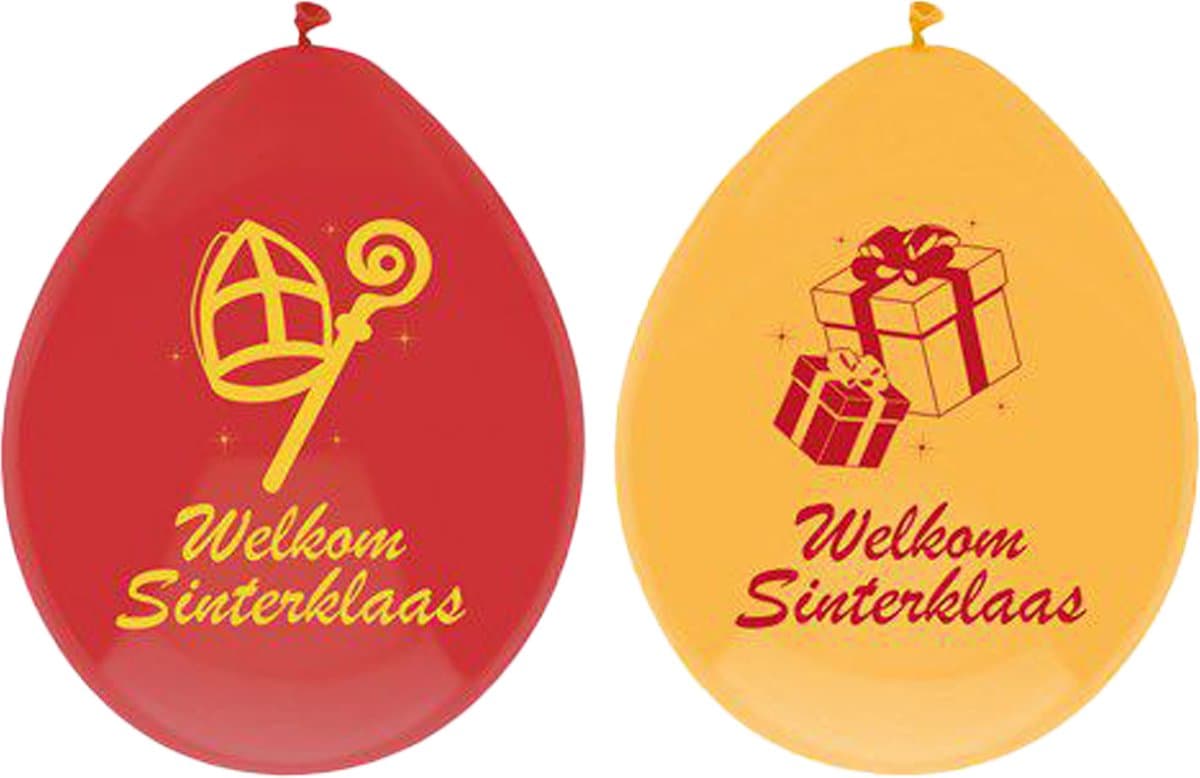 Haza Welkom Sinterklaas ballonnen - 6x stuks - geel/rood - Sint versiering