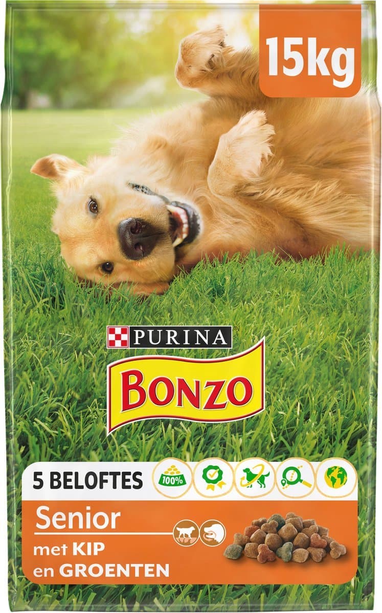 Bonzo (Friskies) Droog Senior Kip en Groenten - Hondenvoeding - 15kg