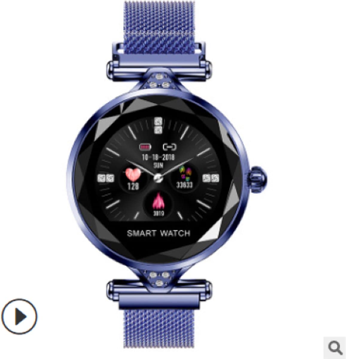 Darenci Smartwatch Sparkle Pro - Smartwatch dames - Smartwatch heren - Activity Tracker - Touchscreen - Stalen band - Dames - Heren - Horloge - Stappenteller - Bloeddrukmeter - Verbrande calorieën - Zuurstofmeter - Spatwaterdicht - Blauw