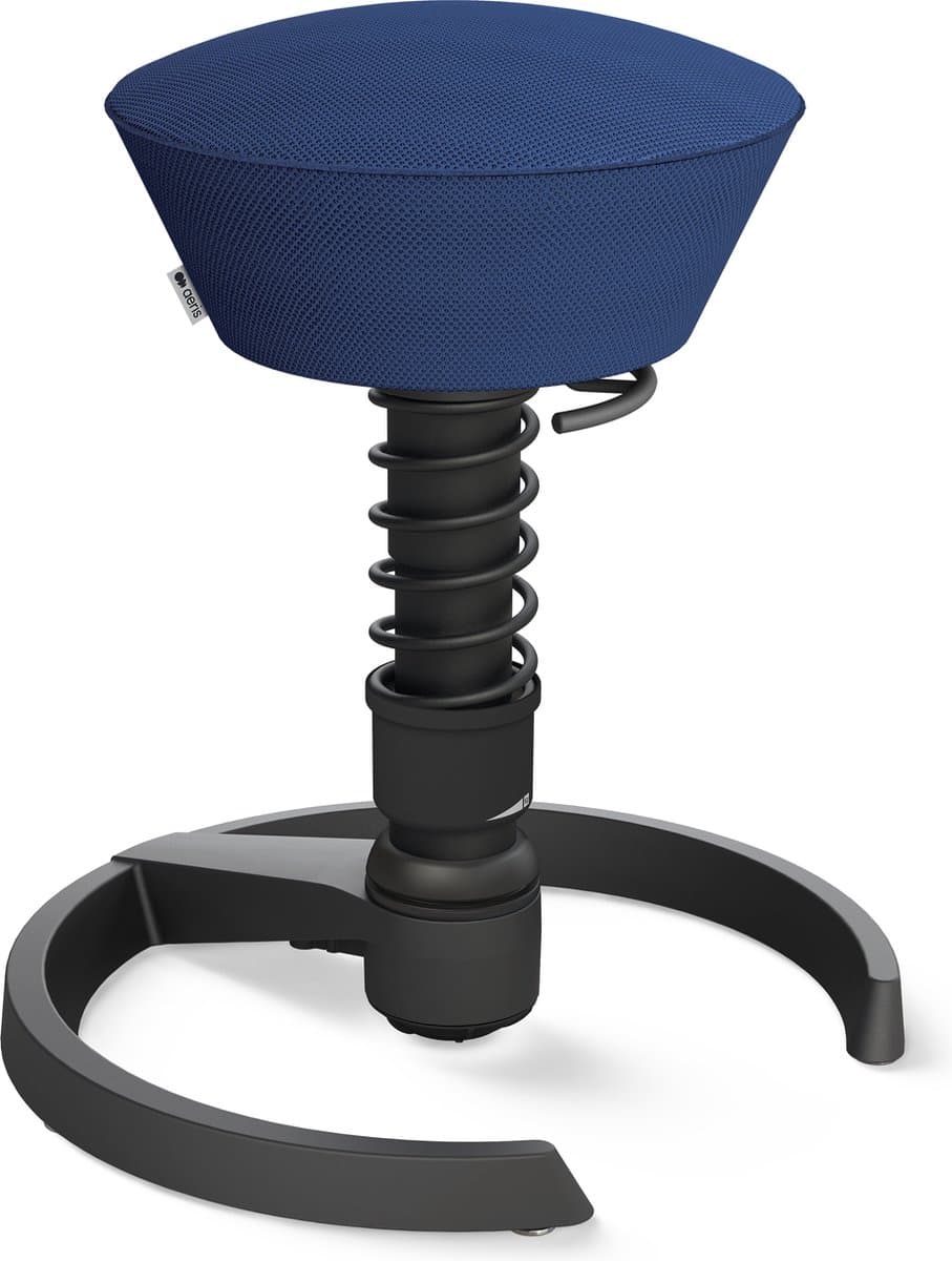 Aeris Swopper - ergonomische bureaukruk - zwart onderstel - blauwe zitting - gliders - mesh - hoog