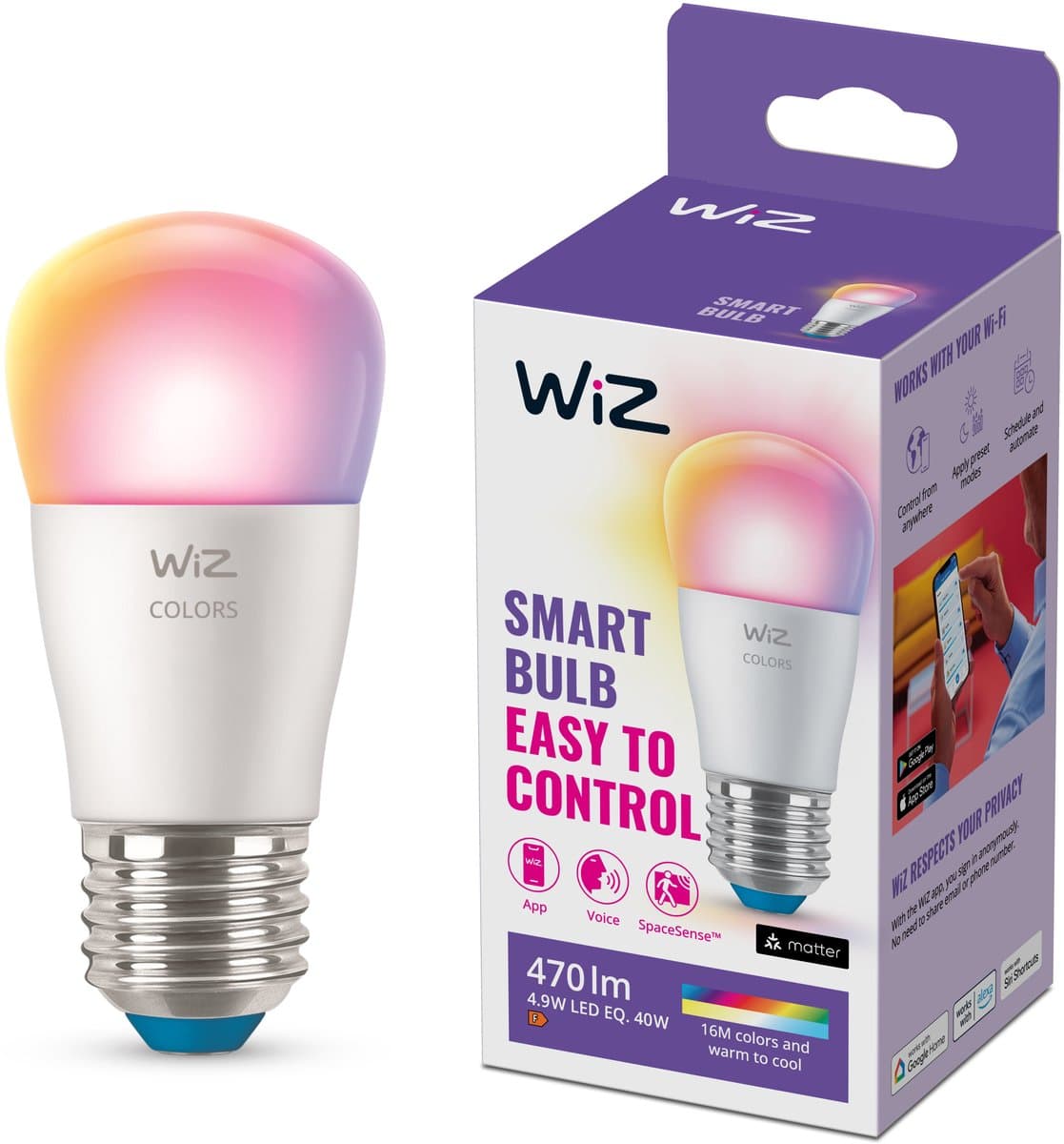 WiZ Kogellamp - Gekleurd en Wit Licht - Mat - E27