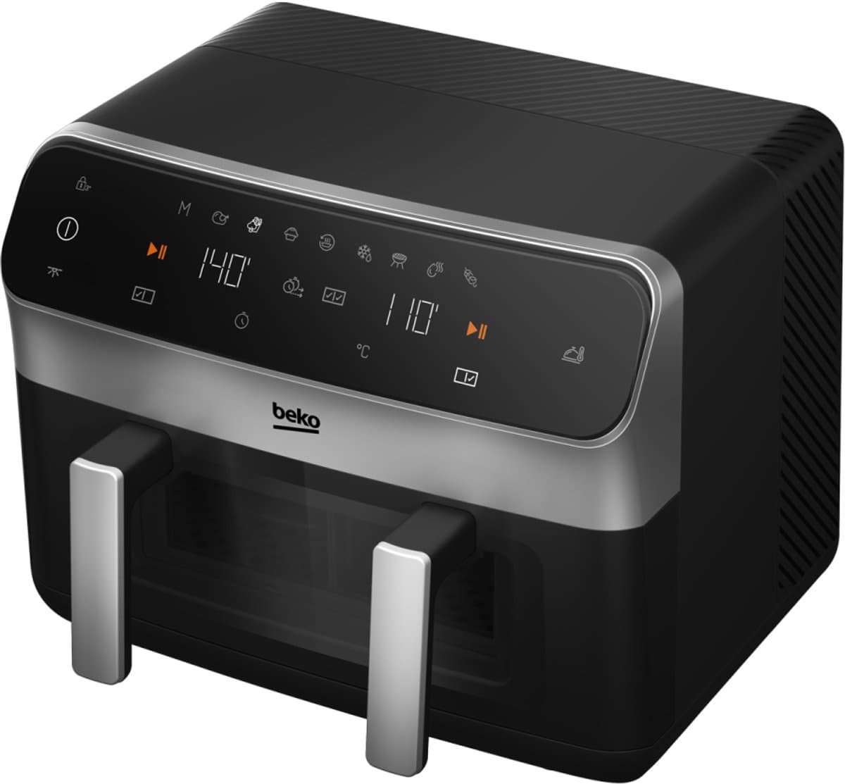 Beko FRL6488 dubbele Airfryer - Zwart - 9,5 l inhoud - 2400 W - Warmhoudfunctie - Timer