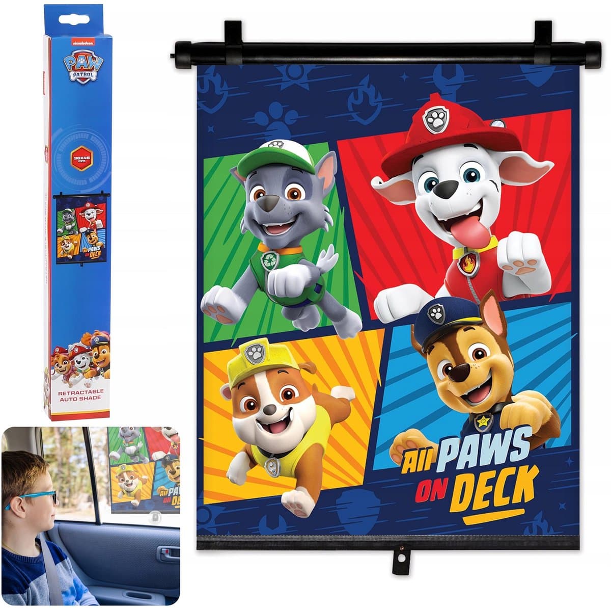 Paw Patrol Zonnescherm voor auto, voor kinderen, jongen 36x45 cm