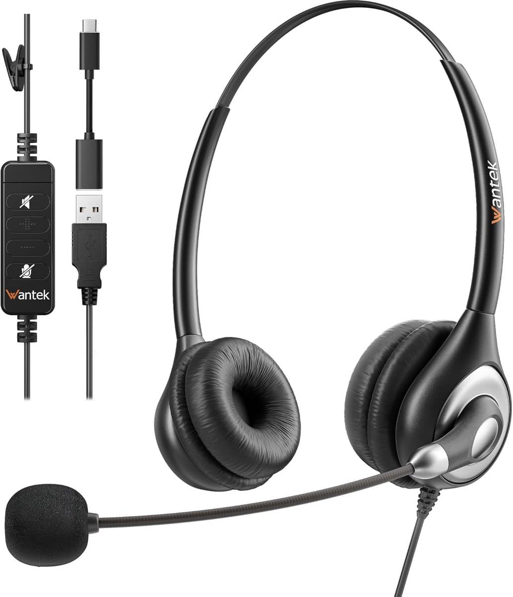 USB Headset met Microfoon en Ruisonderdrukking voor Zakelijk Gebruik en Callcenters