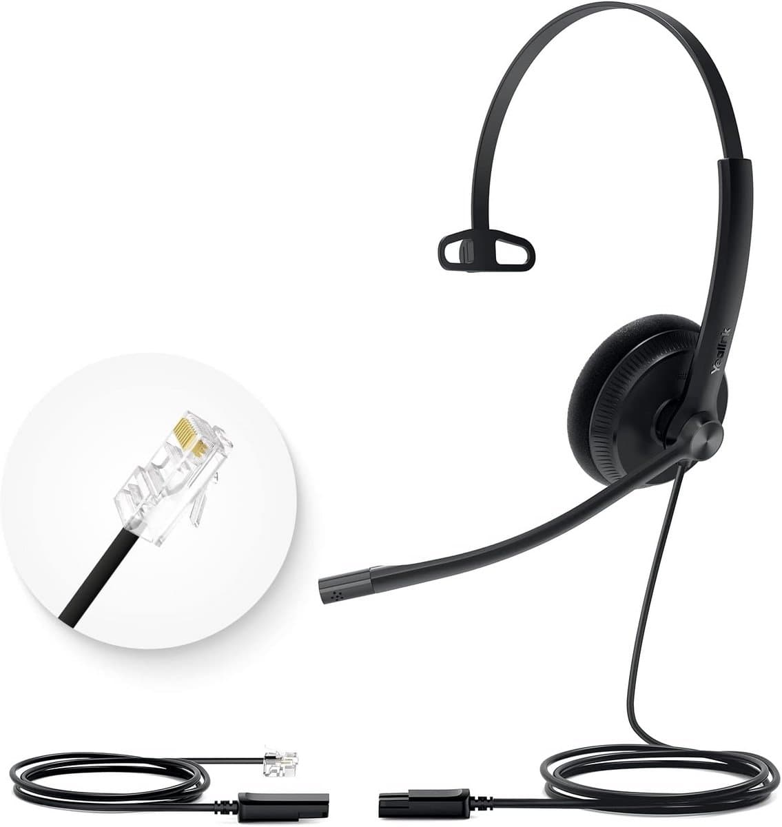 Bedrade headset met microfoon voor diverse telefoons - lichte desktop headset met hoge audiokwaliteit