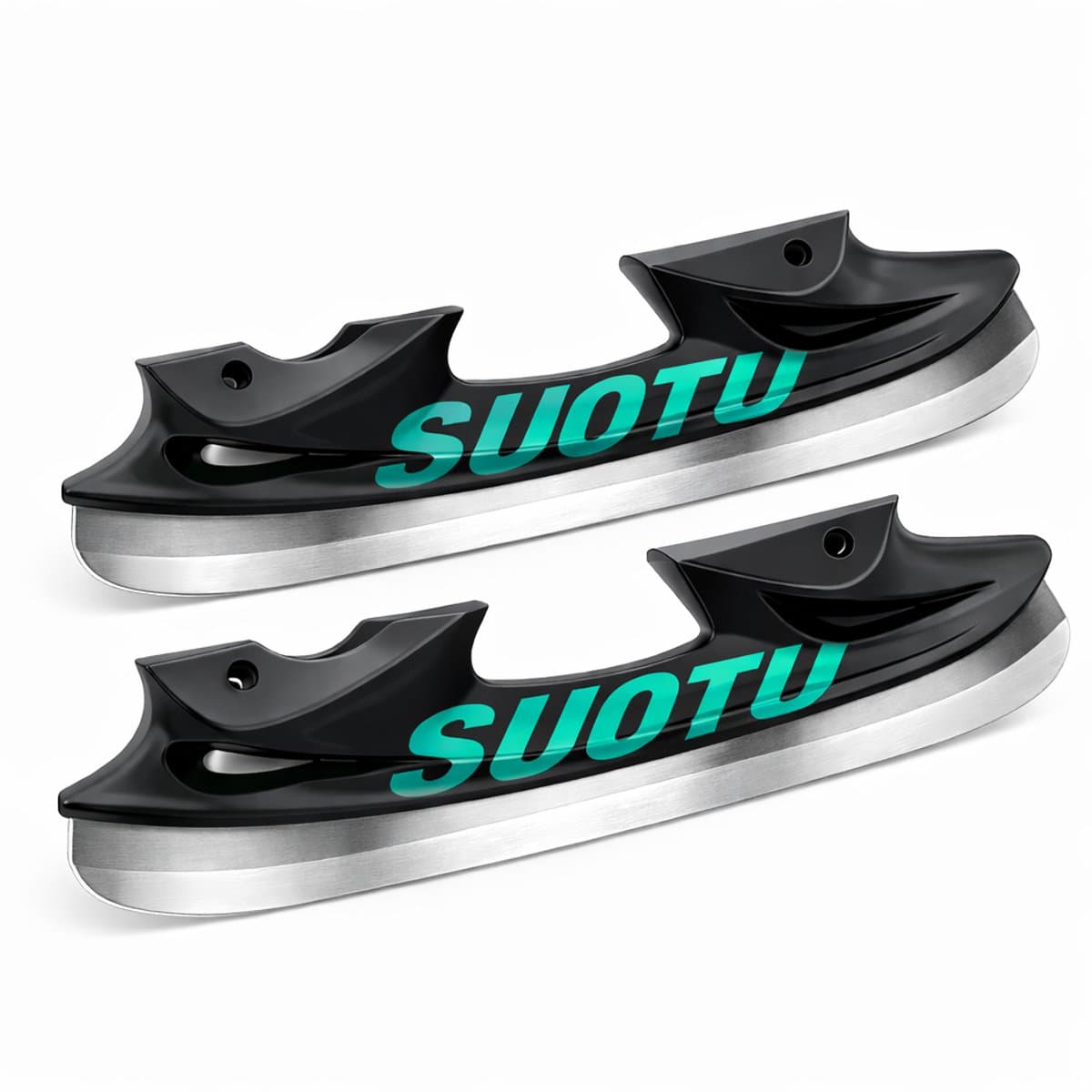 Suotu IJshockeyaccessoires - 1 Set RVS Lemmet en Beschermer voor Schaatsen - Vervangende lemmeten - Geschikt voor de Suotu S78 Skeelers Maat: EUR 28-30 - Blauw/Zwart
