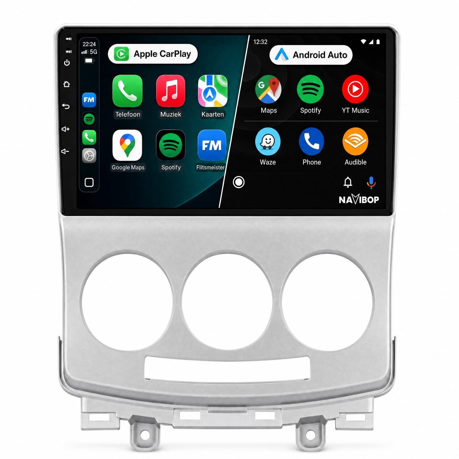 Navibop Autoradio geschikt voor Mazda 5 2004 t/m 2011 - Draadloos Apple CarPlay & Android Auto - 9 inch touchscreen - Android 15 - 4GB/64GB - Navigatie - Bluetooth - DAB+ ready - 2 din - 2004 2005 2006 2007 2008 2009 2010 2011