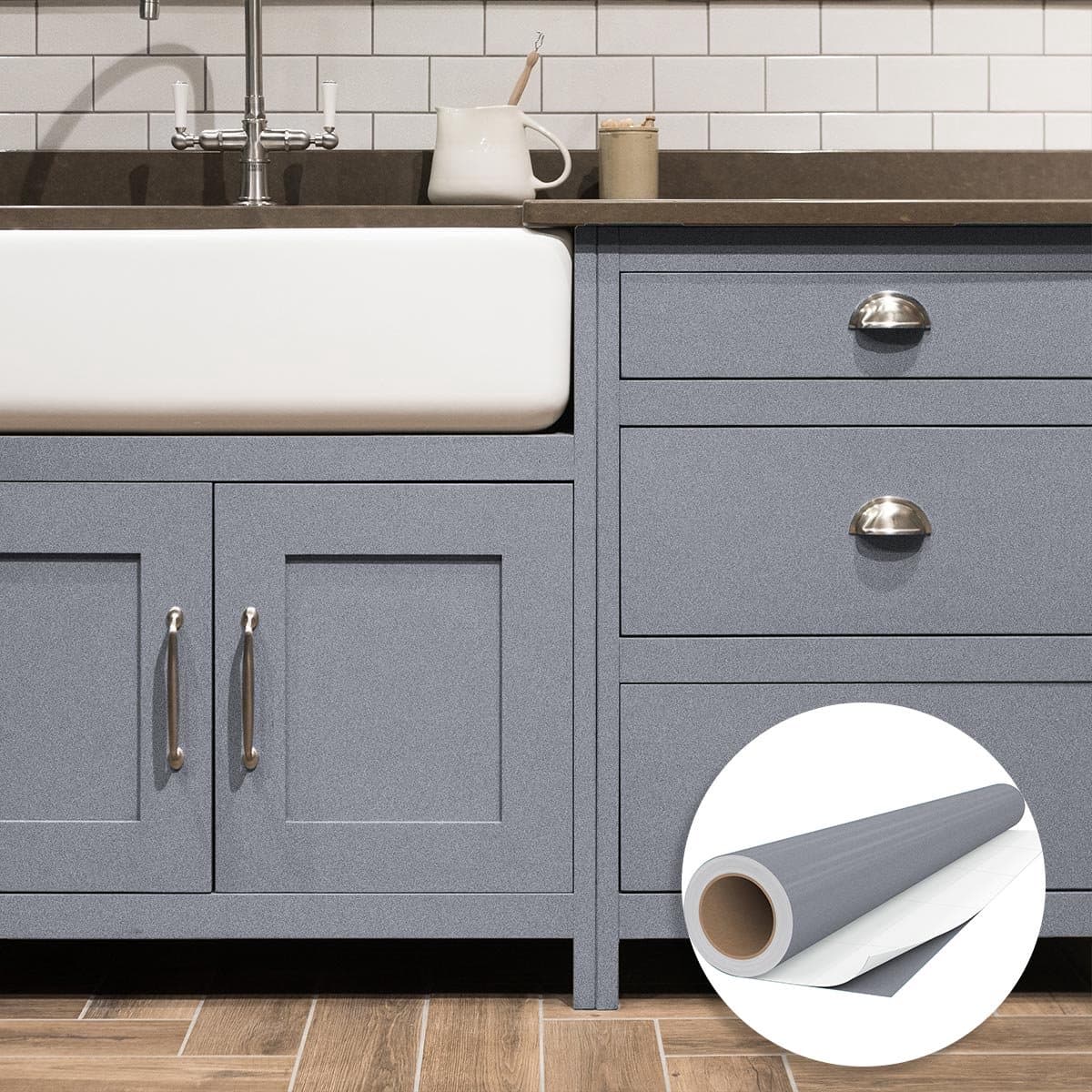 Waterdichte zelfklevende vinylsticker op rol per meter - Afwasbare sticker voor keuken, meubels, kasten, deuren - 60 cm x 30 m - Zilver