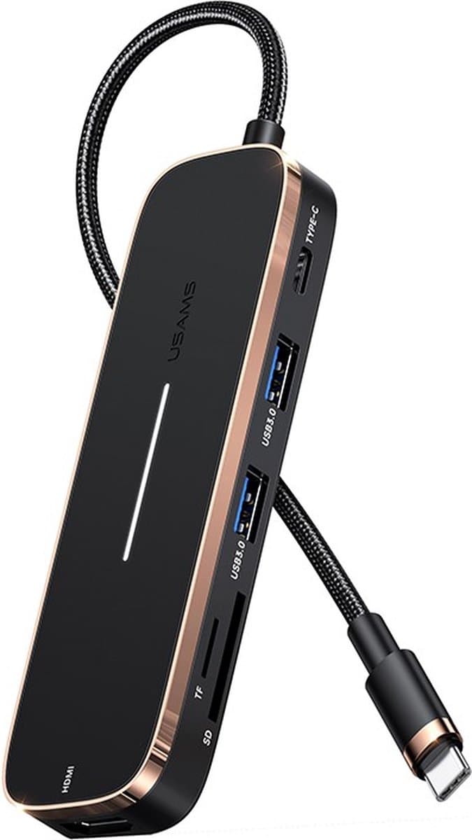 USAMS 6-in-1 USB-C Hub met HDMI, SD, Micro SD en 2x USB poorten