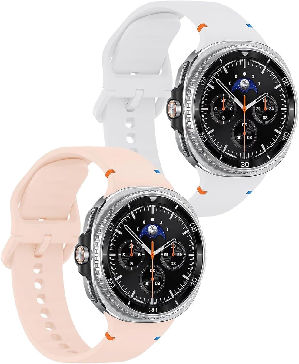 Sportieve Silikon Horlogeband voor Galaxy Watch 8 en 8 Classic, Maat L, Roze en Wit, Ideaal voor Activiteiten en Dagelijks Gebruik