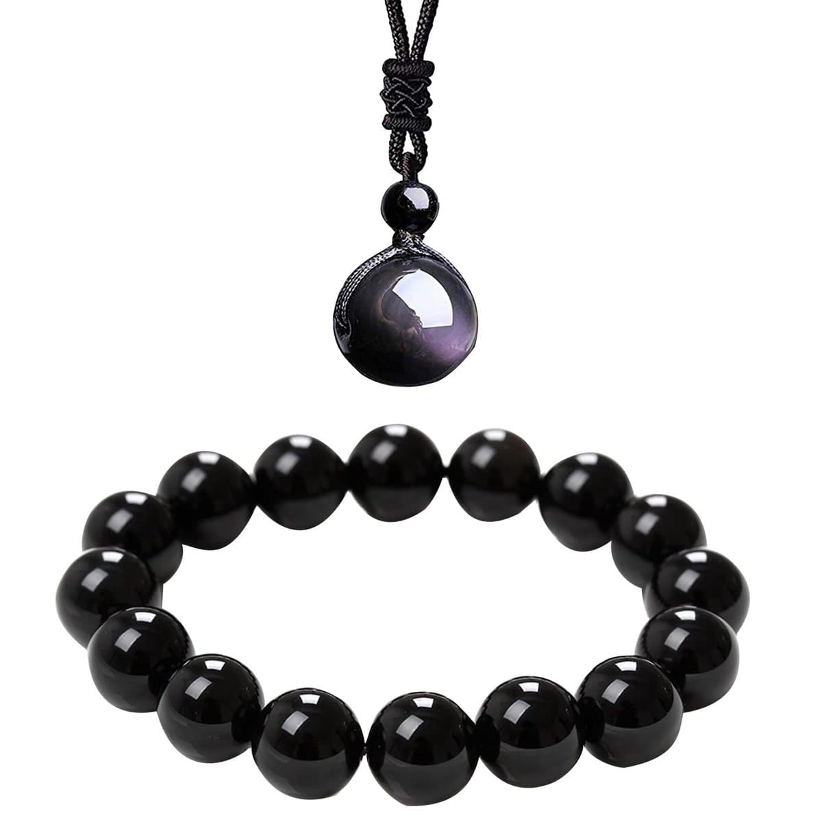 Dailygoody - Obsidiaan kralen armband - Natuurlijke edelsteen - Bescherming en stijl - 10mm - Regenboog oog obsidiaan - Perfect voor jezelf of als cadeau