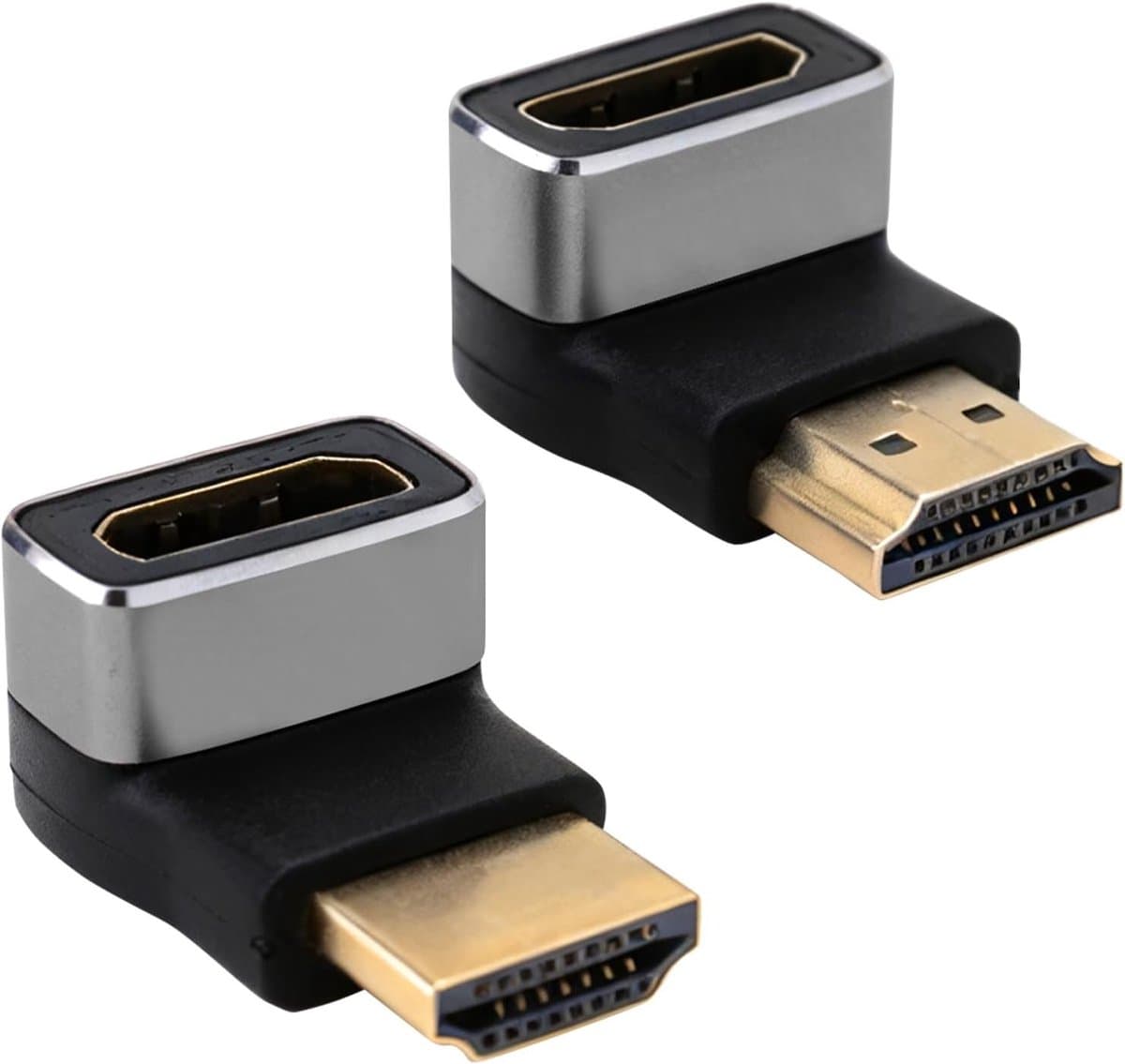 Ultra HD Bi-Directionele 8K HDMI Adapter Set van 2, 90° & 270° Hoekplug voor PS5, Xbox, TV en PC, Ondersteunt 4K@120Hz, HDR, Dolby eARC, 48Gbps