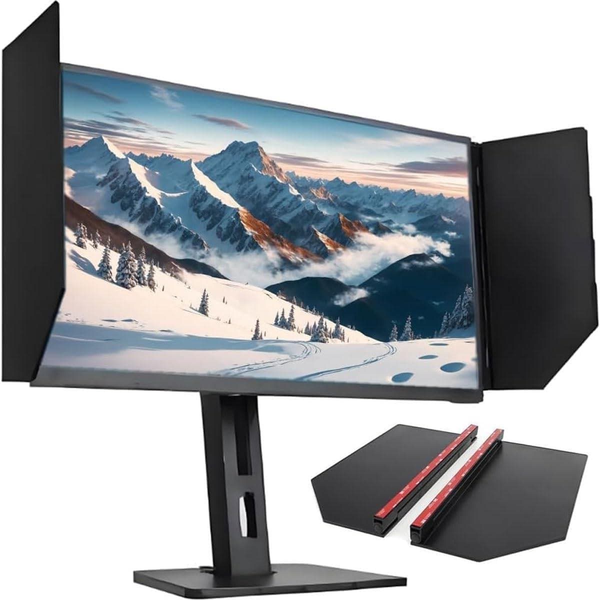 Monitor Kap - Scherm Zonnekap - Verblinding Verminderen - 180° Verstelbare Hoek - 24-32 Inch - Zwart