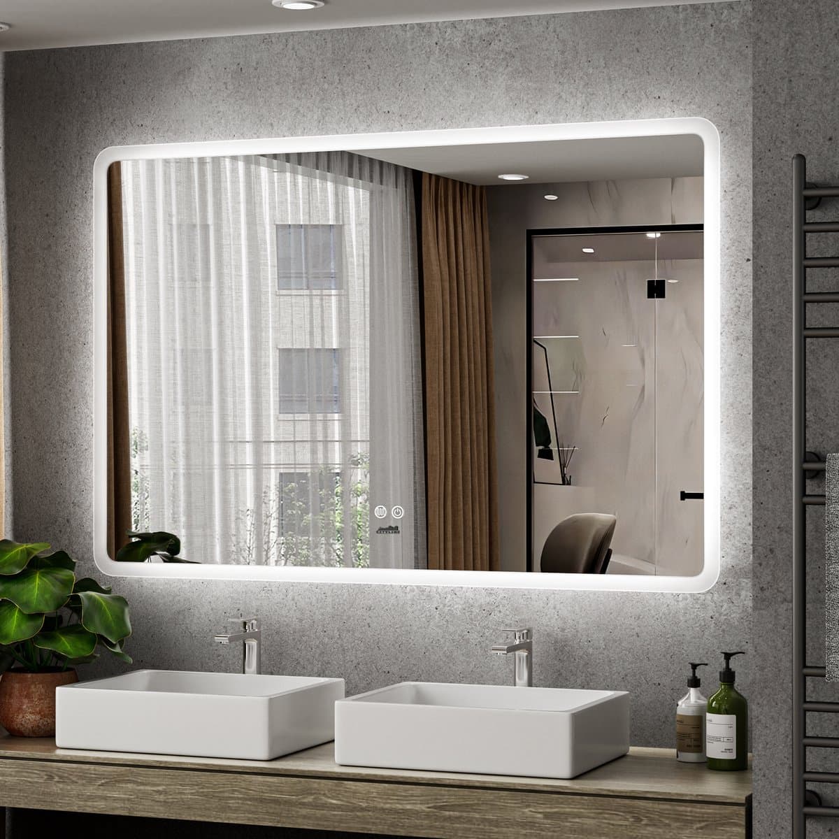 Cityline Badkamer Spiegel met verlichting en Verwarming - "Alghero" - 80 x 120 cm - LED & Anti-condens - Instelbare lichtkleur - dimbaar - voorzien van touchknoppen